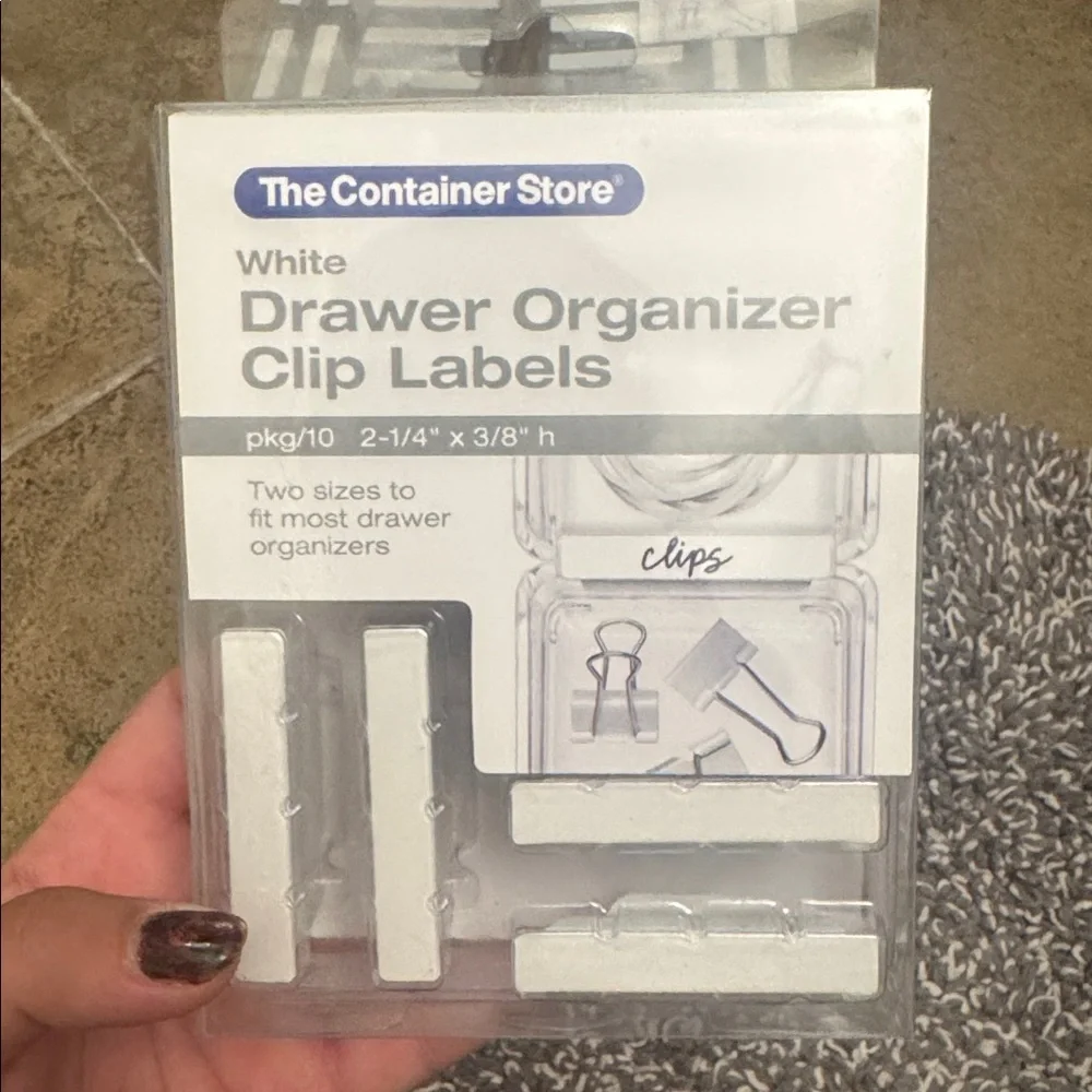 The Container Store White Drawer Organizer Clip Labels s/39